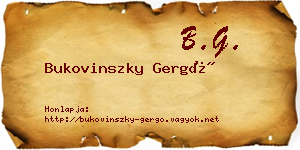 Bukovinszky Gergő névjegykártya